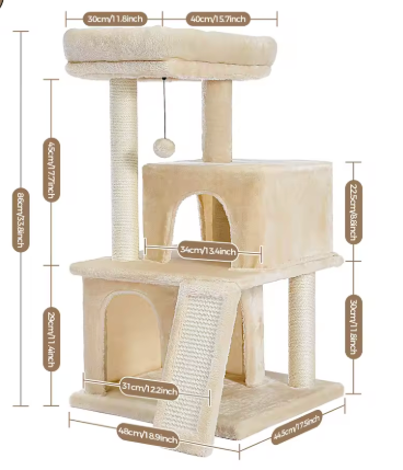 Maison pour chat avec griffoir et cactus - Modèle : "CactusCat"