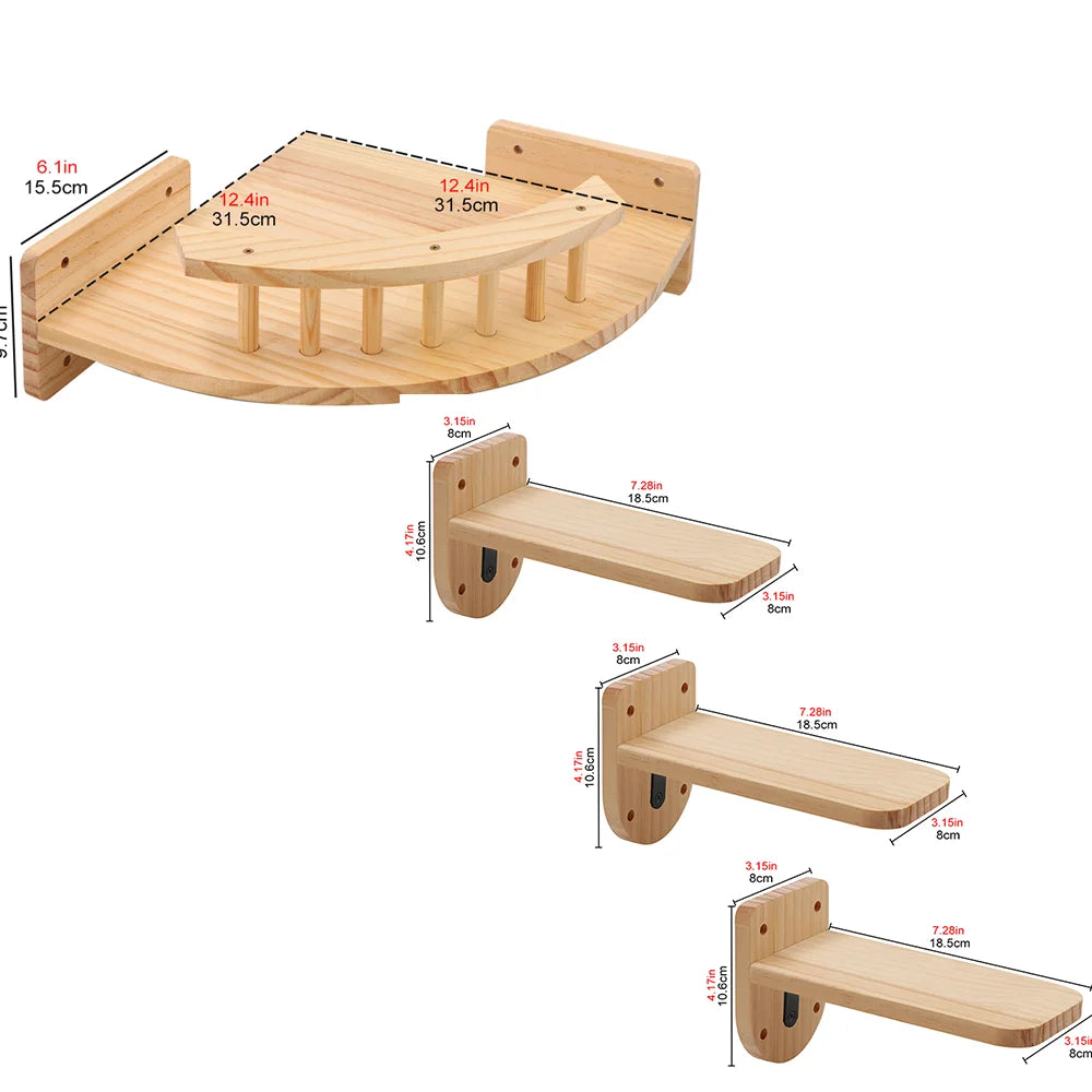 Arbre a chat Mural en Bois - Plateforme d'observation - TourDeContrôle