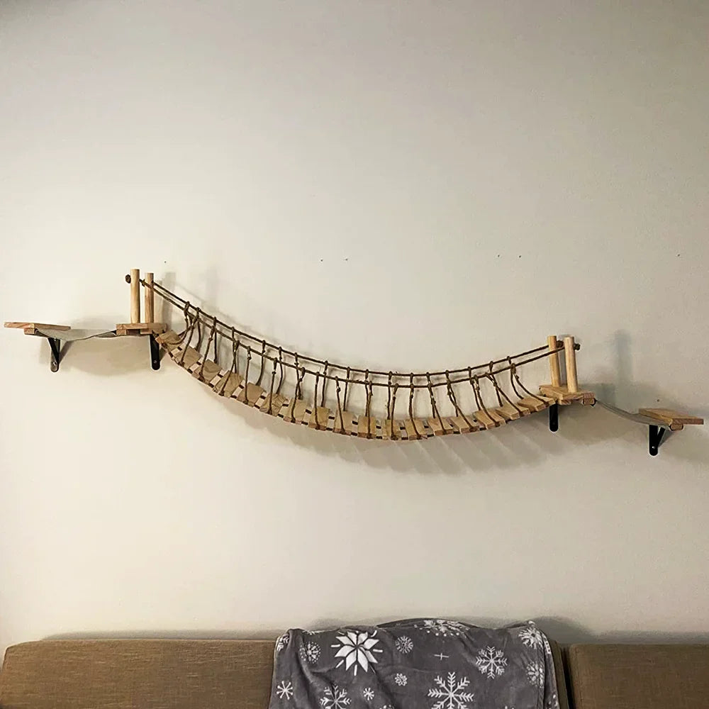 Arbre a chat Mural Bois - Pont suspendu 100 cm - HavreGrimpeur