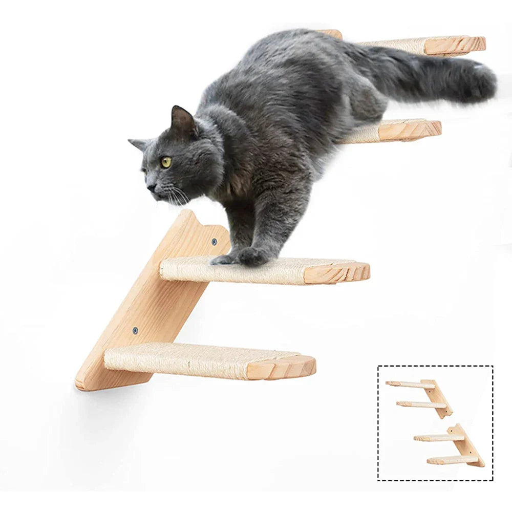 Arbre a chat mural en Bois avec tube transparent - MerveillesMurales