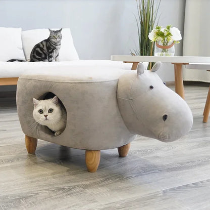 Arbre a chat design pouf en forme d'hippopotame - Modèle HippoHaven