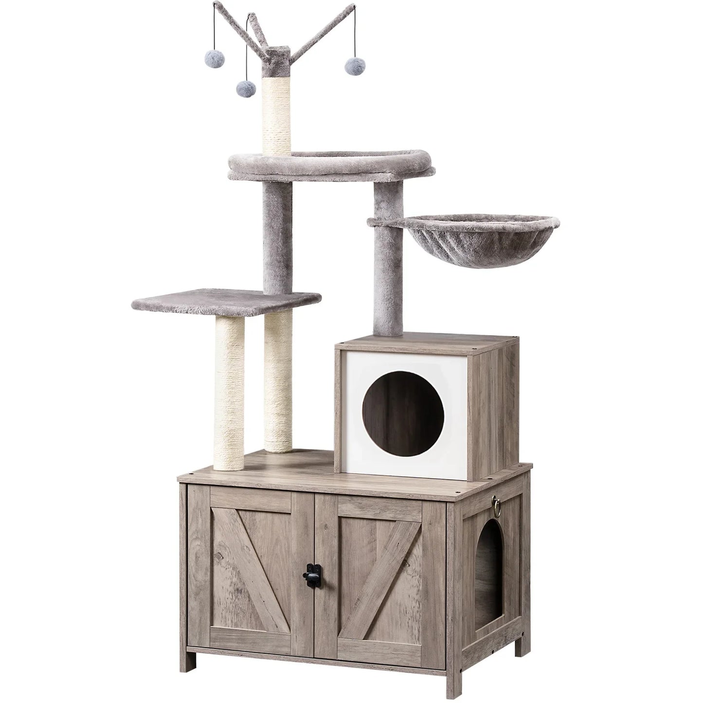 Arbre a Chat avec Meuble à Litière - Modèle "HideawayPaws Pro"