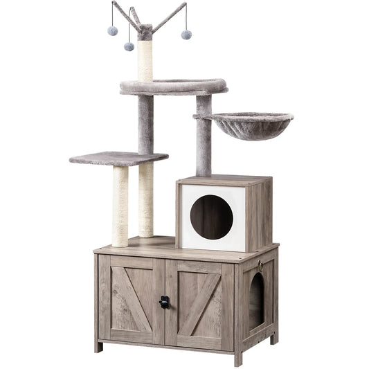 Arbre a Chat avec Meuble à Litière - Modèle "HideawayPaws Pro"