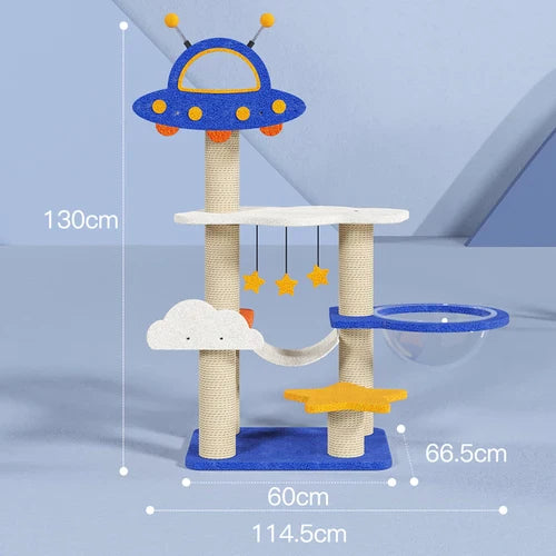 Arbre à chat spatial avec capsules de jeu - Modèle : "Cosmichat"
