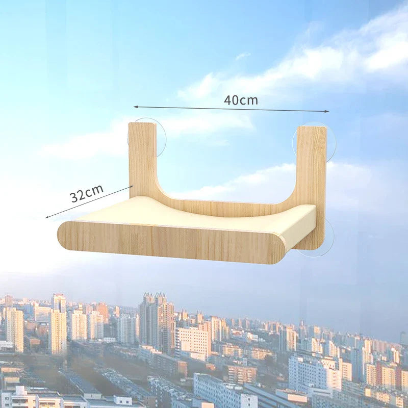 Étagères murales fenêtre pour chat avec ventouses - Modèle : "Skyview"