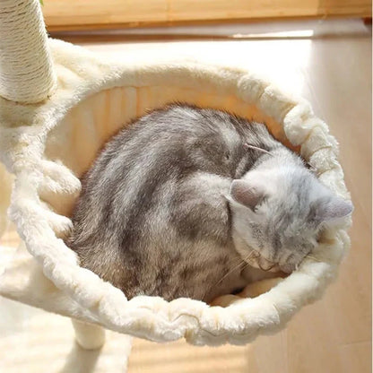 Arbre à chat intégral avec villa et plateformes - Modèle : "ChâteauFélin"