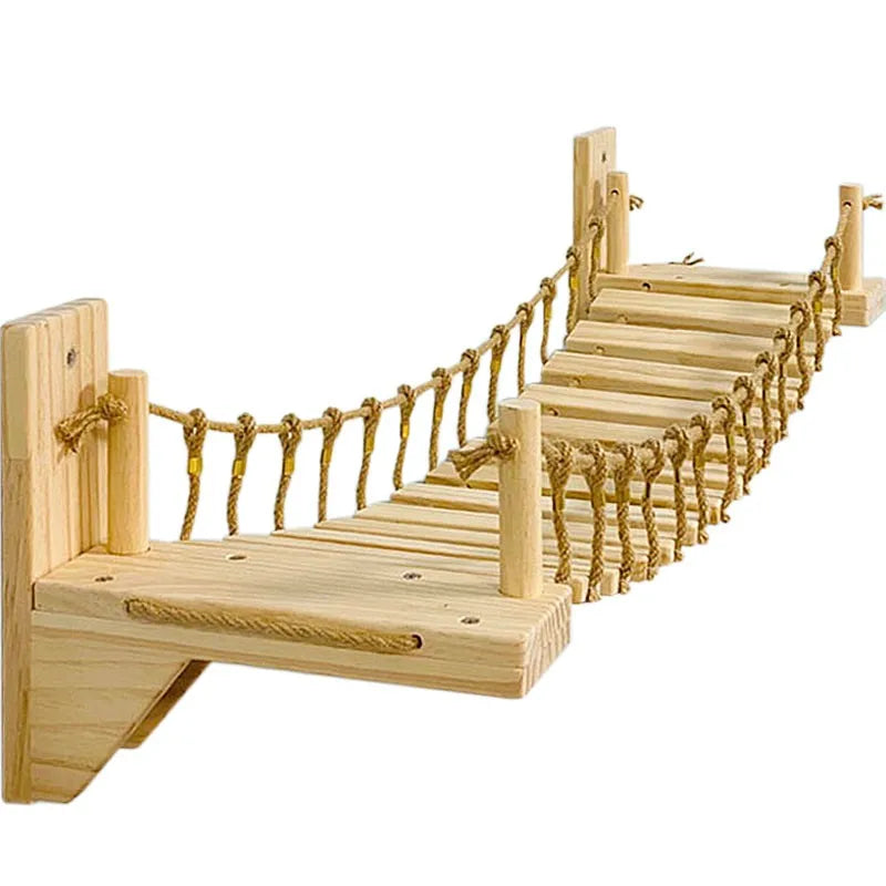 Arbre a chat Mural Bois - Pont suspendu 100 cm - HavreGrimpeur