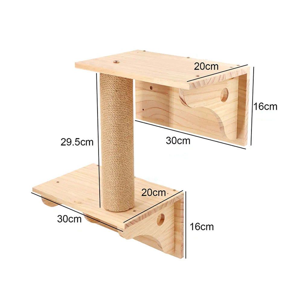 Support mural pour gamelles de chat en bois - Modèle : "GourmetMur"