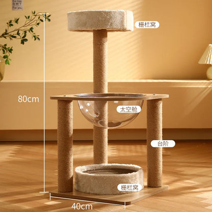 Arbre a chat Design en Bois Massif - Modèle SkyNest