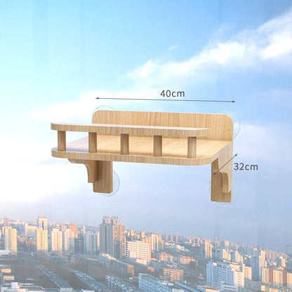 Étagères murales fenêtre pour chat avec ventouses - Modèle : "Skyview"