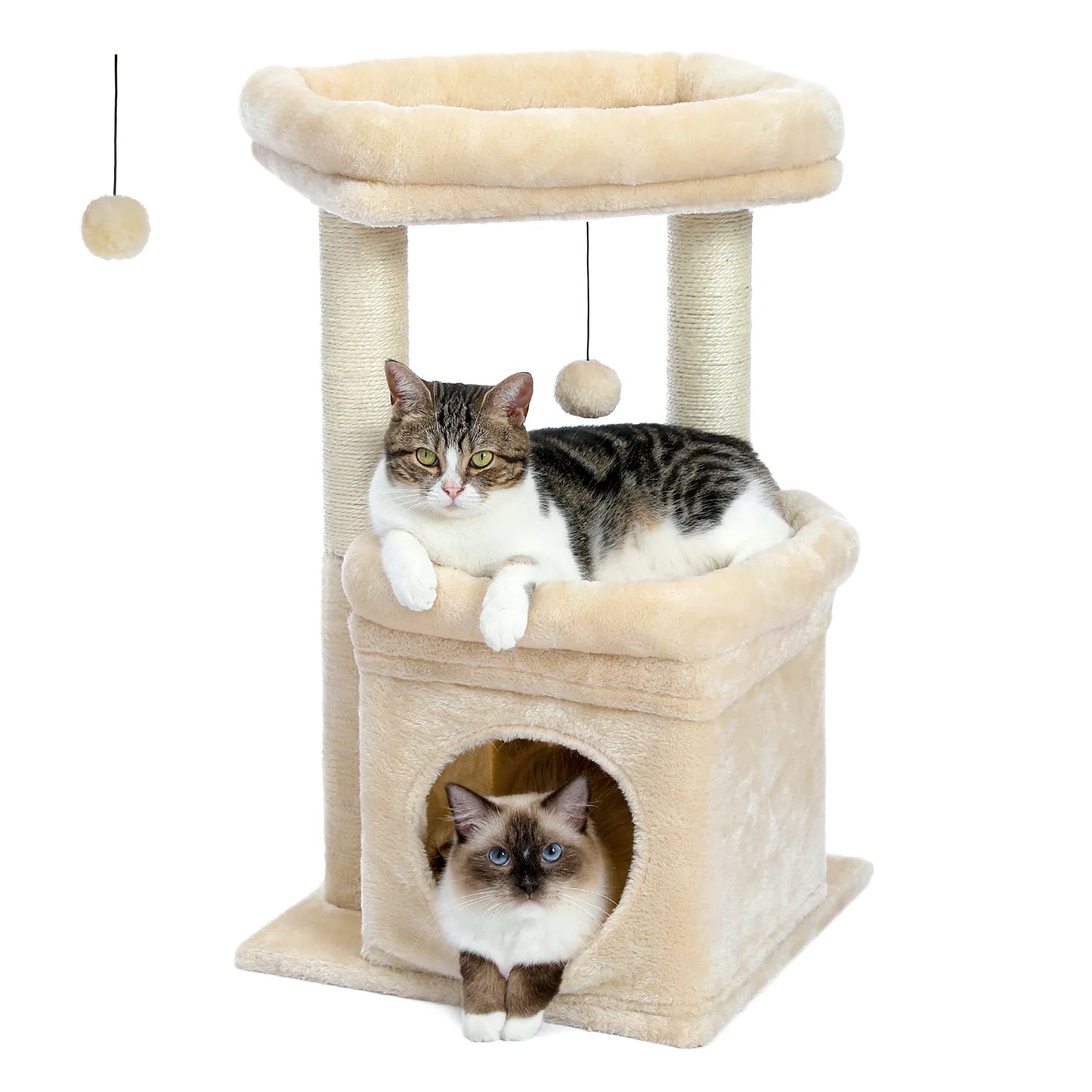 Arbre à chat compact avec condo et perchoir - Modèle : "CosyNiche"