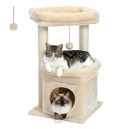 Arbre à chat compact avec condo et perchoir - Modèle : "CosyNiche"