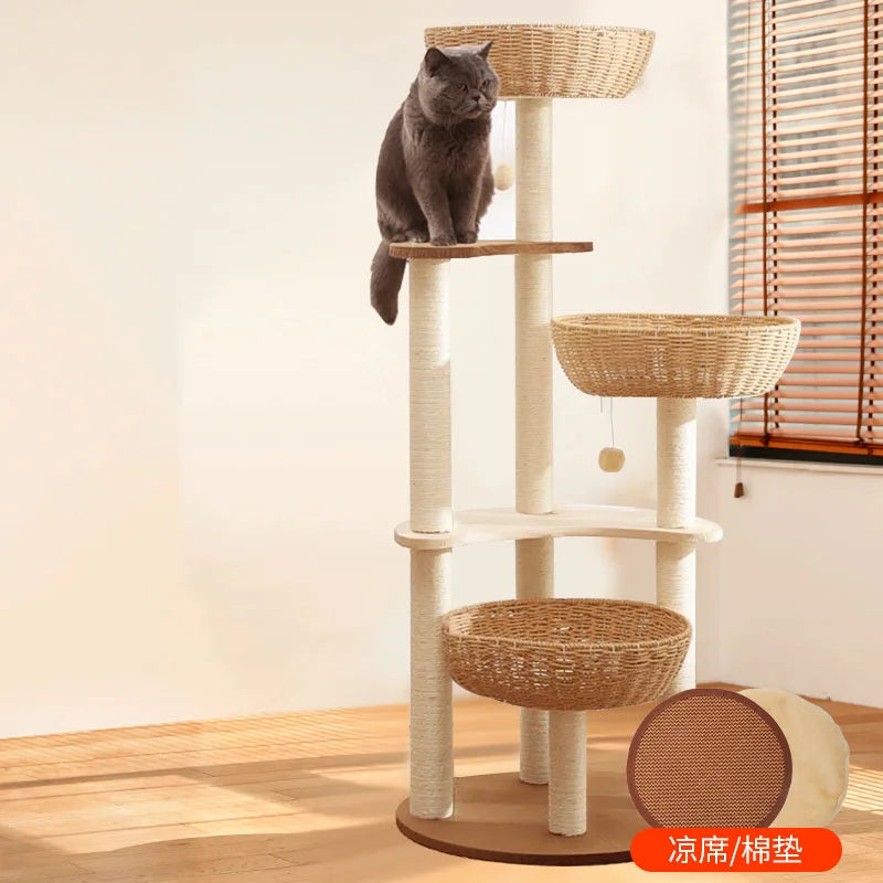 Arbre a chat Design en Bois Massif - Modèle SkyNest